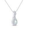 Thumbnail Image 2 of Aquamarine & White Lab-Created Sapphire Necklace Sterling Silver 18&quot;