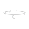 Thumbnail Image 1 of Diamond Crescent Moon & Star Dangle Anklet 1/8 ct tw Sterling Silver 10&quot;