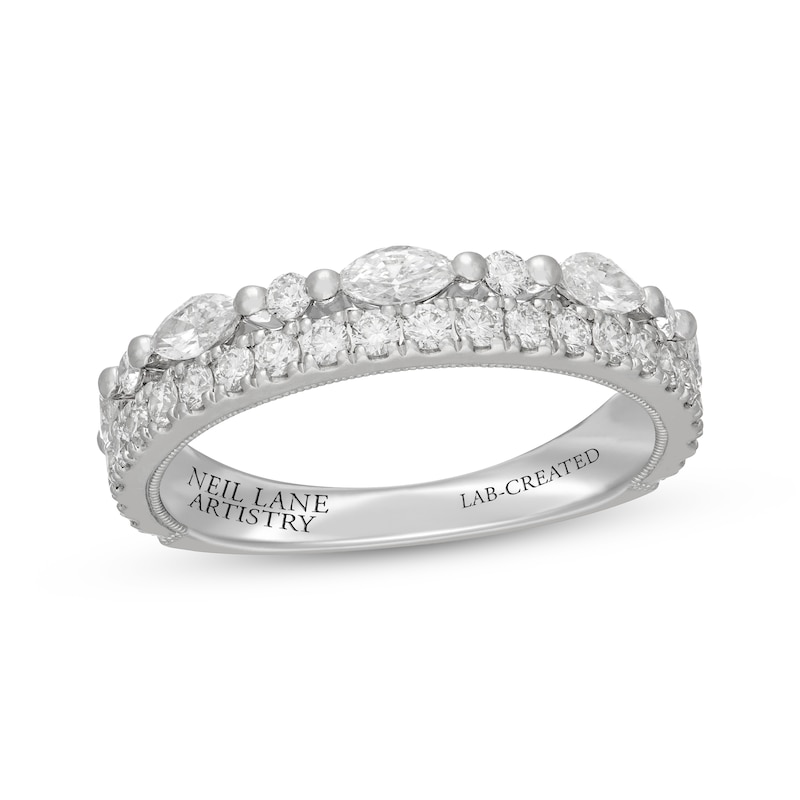 Main Image 1 of Neil Lane Artistry Marquise & Round-Cut Lab-Grown Diamond Anniversary Ring 1 ct tw 14K White Gold