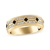 Thumbnail Image 1 of Now + Forever Men’s Square Cut Black & Round-Cut White Diamond Wedding Band 5/8 ct tw 10K Yellow Gold