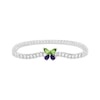 Thumbnail Image 1 of Marquise-Cut Peridot, Pear-Shaped Amethyst & White Lab-Created Sapphire Butterfly Bracelet Sterling Silver 7.25&quot;
