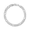 Thumbnail Image 1 of 6.6mm Diamond-Cut Figaro Chain Bracelet Solid Sterling Silver 8.5"