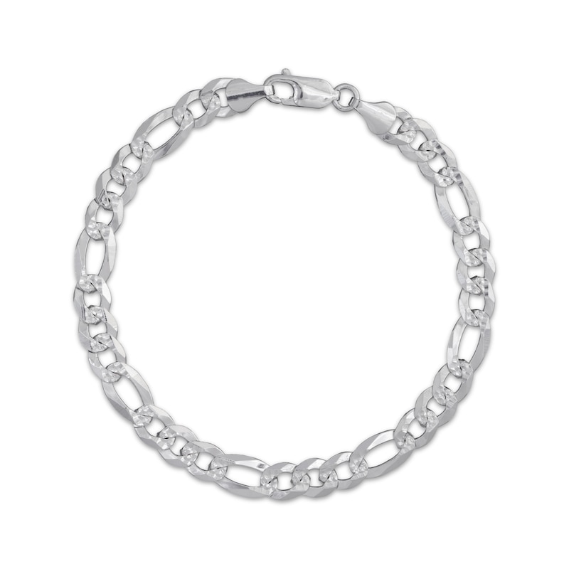 Main Image 1 of 6.6mm Diamond-Cut Figaro Chain Bracelet Solid Sterling Silver 8.5"