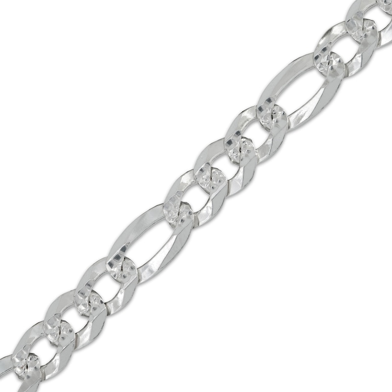 Main Image 2 of 6.6mm Diamond-Cut Figaro Chain Bracelet Solid Sterling Silver 8.5"