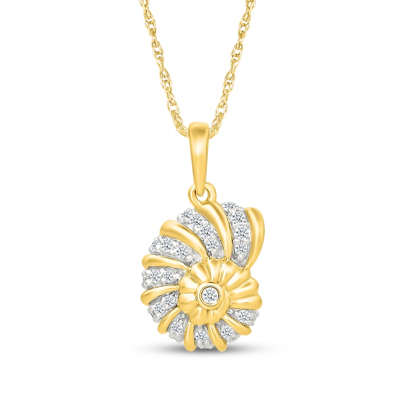 Main Image 1 of Diamond Nautilus Shell Necklace 1/8 ct tw 10K Yellow Gold 18&quot;