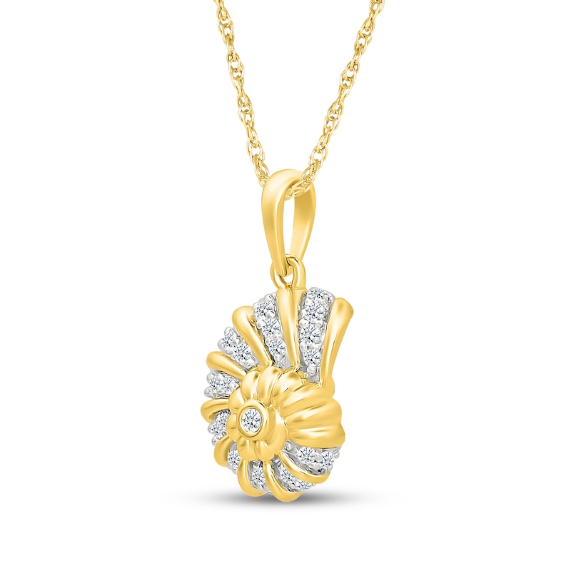 Main Image 2 of Diamond Nautilus Shell Necklace 1/8 ct tw 10K Yellow Gold 18&quot;