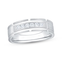 Now + Forever Men's Diamond Channel Wedding Band 1/4 ct tw 10K White Gold