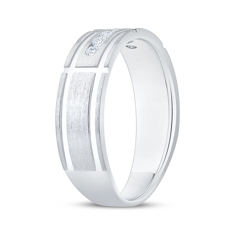 Main Image 2 of Now + Forever Men's Diamond Channel Wedding Band 1/4 ct tw 10K White Gold