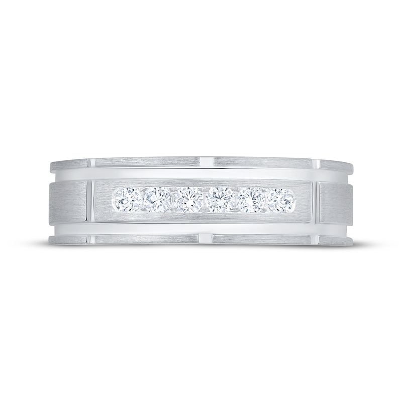Main Image 3 of Now + Forever Men's Diamond Channel Wedding Band 1/4 ct tw 10K White Gold