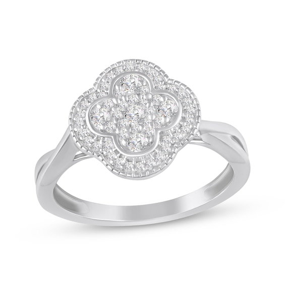 White Lab-Created Sapphire Clover Ring Sterling Silver