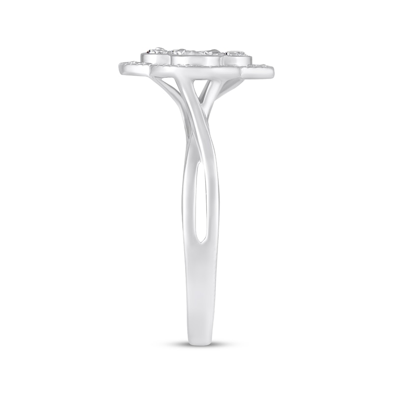 Main Image 2 of White Lab-Created Sapphire Clover Ring Sterling Silver