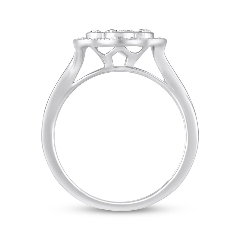 Main Image 3 of White Lab-Created Sapphire Clover Ring Sterling Silver