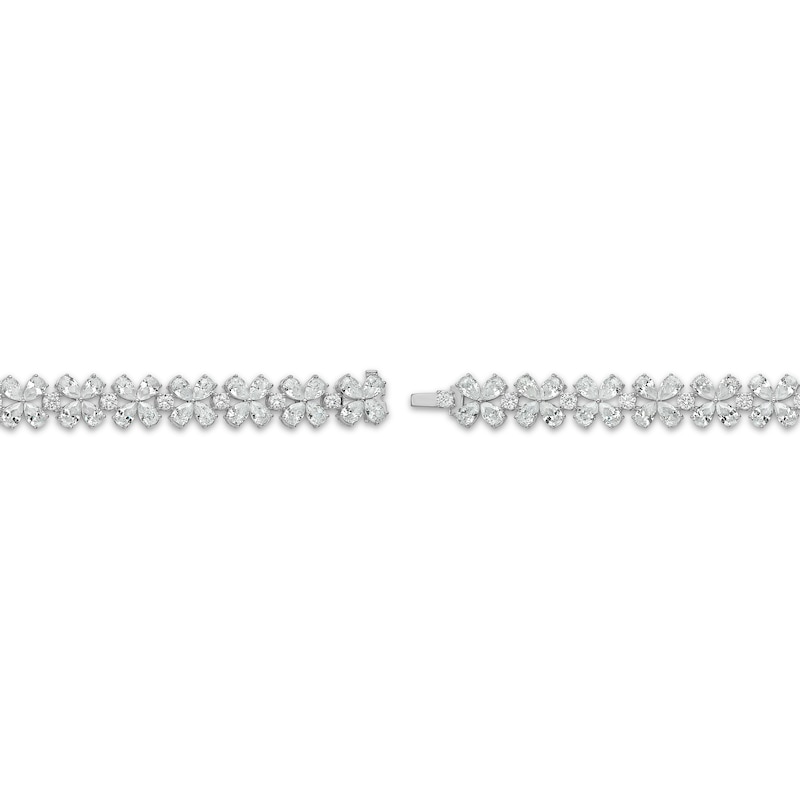 Main Image 3 of Pear-Shaped & Round-Cut Lab-Grown Diamond Flower Bracelet 18 ct tw 10K White Gold 7"