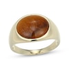Thumbnail Image 1 of Men's Oval-Cut Tiger's Eye Quartz Signet Ring 10K Yellow Gold