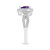 Thumbnail Image 2 of Pear-Shaped Amethyst & White Lab-Created Sapphire Halo Ring Sterling Silver