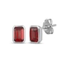 Thumbnail Image 1 of STUDIO BY KAY Emerald-Cut Garnet Bezel-Set Solitaire Stud Earrings Sterling Silver