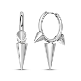 Men's Elongated Spike Hoop Earrings Stainless Steel