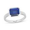 Thumbnail Image 1 of STUDIO BY KAY Emerald-Cut Blue Lab-Created Sapphire Bezel-Set Solitaire Ring Sterling Silver