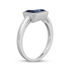Thumbnail Image 2 of STUDIO BY KAY Emerald-Cut Blue Lab-Created Sapphire Bezel-Set Solitaire Ring Sterling Silver