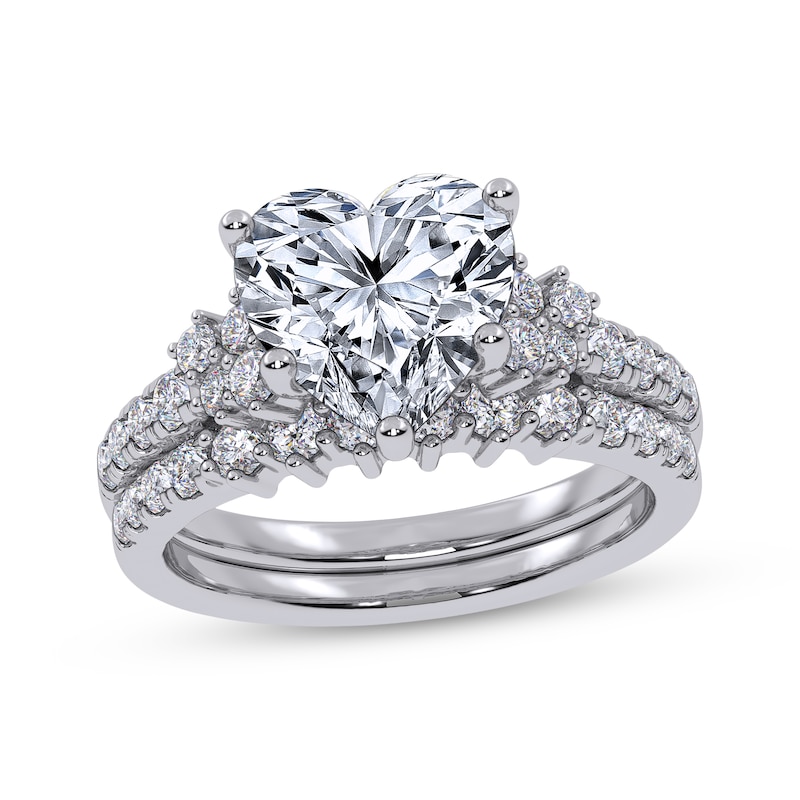 Main Image 1 of Heart-Shaped Lab-Grown Diamond Bridal Set 2-3/4 ct tw 14K White Gold