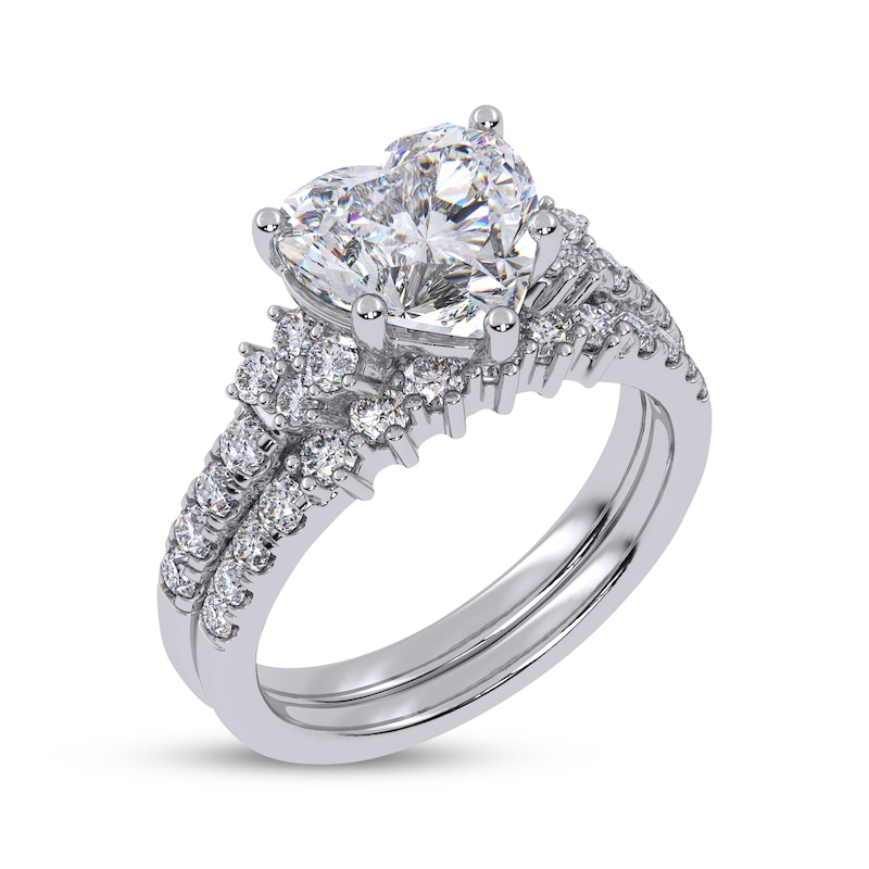 Main Image 2 of Heart-Shaped Lab-Grown Diamond Bridal Set 2-3/4 ct tw 14K White Gold
