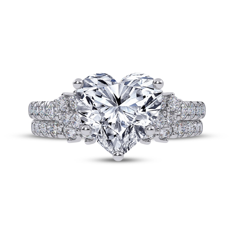 Main Image 3 of Heart-Shaped Lab-Grown Diamond Bridal Set 2-3/4 ct tw 14K White Gold