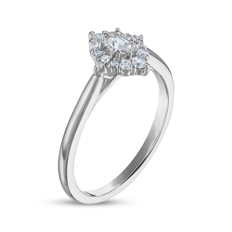 Main Image 2 of Now + Forever Oval-Cut Diamond Starburst Halo Engagement Ring 1/4 ct tw 14K White Gold