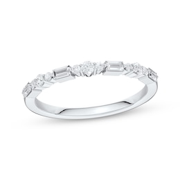 Now + Forever Lab-Grown Diamonds Baguette & Round-Cut Anniversary Ring 1/4 ct tw 14K White Gold