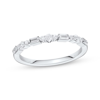 Now + Forever Lab-Grown Diamonds Baguette & Round-Cut Anniversary Ring 1/4 ct tw 14K White Gold