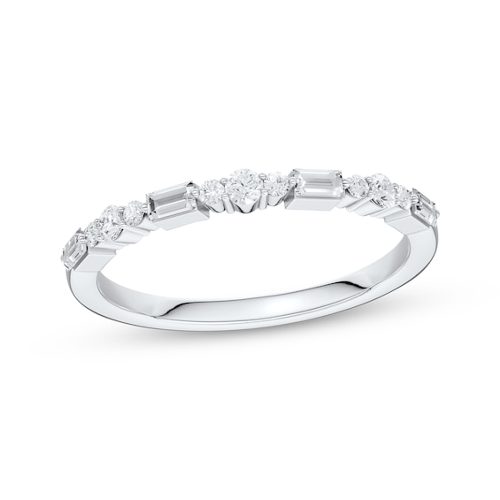 Now + Forever Lab-Grown Diamonds Baguette & Round-Cut Anniversary Ring 1/4 ct tw 14K White Gold