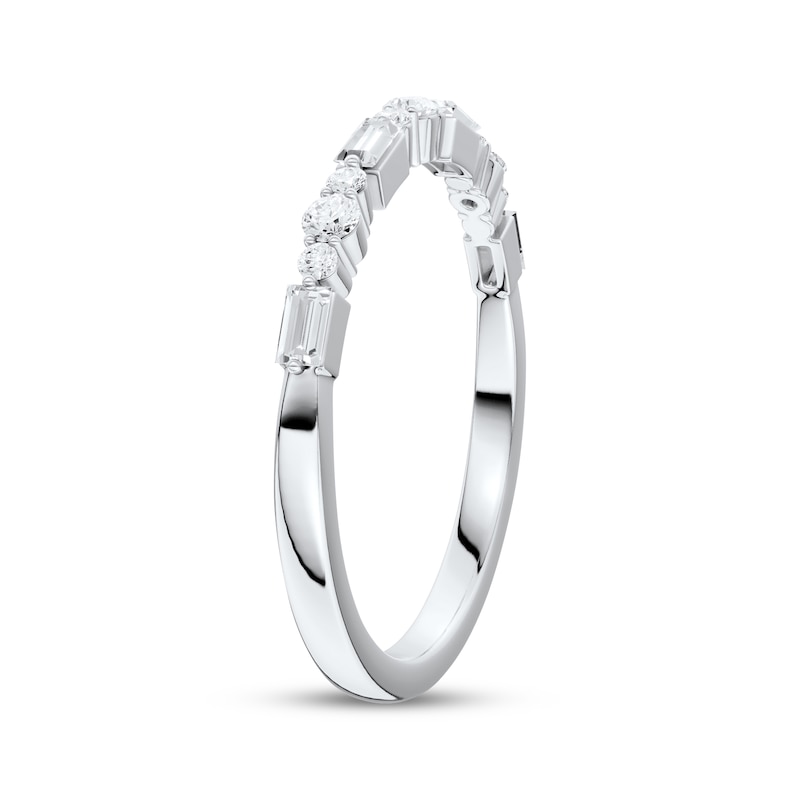 Main Image 2 of Now + Forever Lab-Grown Diamonds Baguette & Round-Cut Anniversary Ring 1/4 ct tw 14K White Gold