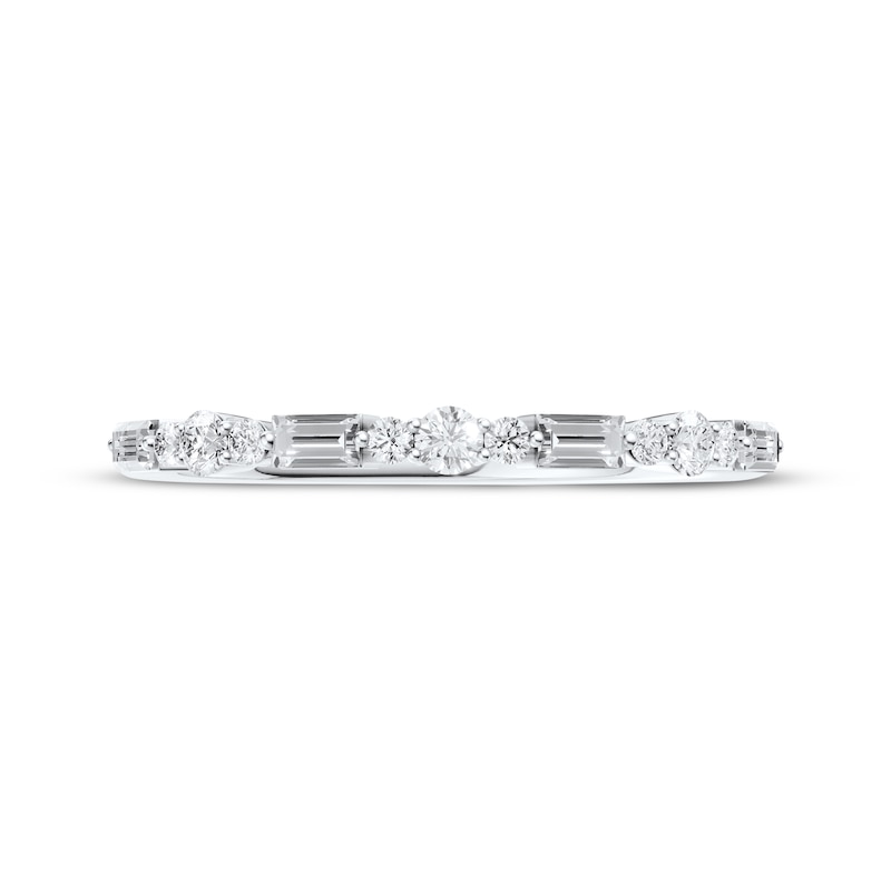 Main Image 4 of Now + Forever Lab-Grown Diamonds Baguette & Round-Cut Anniversary Ring 1/4 ct tw 14K White Gold