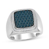 Thumbnail Image 1 of Men's Blue & White Diamond Signet-Style Ring 1 ct tw Sterling Silver