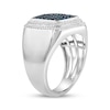 Thumbnail Image 2 of Men's Blue & White Diamond Signet-Style Ring 1 ct tw Sterling Silver