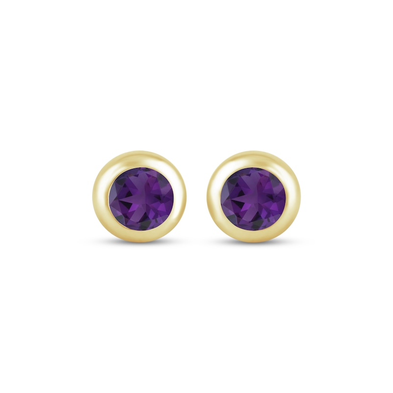 Main Image 2 of STUDIO BY KAY Amethyst Bezel-Set Solitaire Stud Earrings 24K Yellow Gold Vermeil Sterling Silver