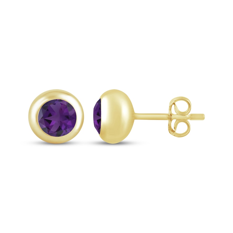 Main Image 3 of STUDIO BY KAY Amethyst Bezel-Set Solitaire Stud Earrings 24K Yellow Gold Vermeil Sterling Silver