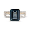 Thumbnail Image 3 of Emerald-Cut London Blue Topaz & Diamond Ring 1/3 ct tw 10K Yellow Gold