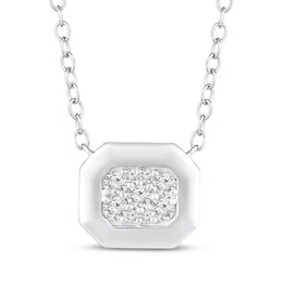 STUDIO BY KAY Multi-Diamond Octagon Frame Necklace 1/6 ct tw Sterling Silver 18"