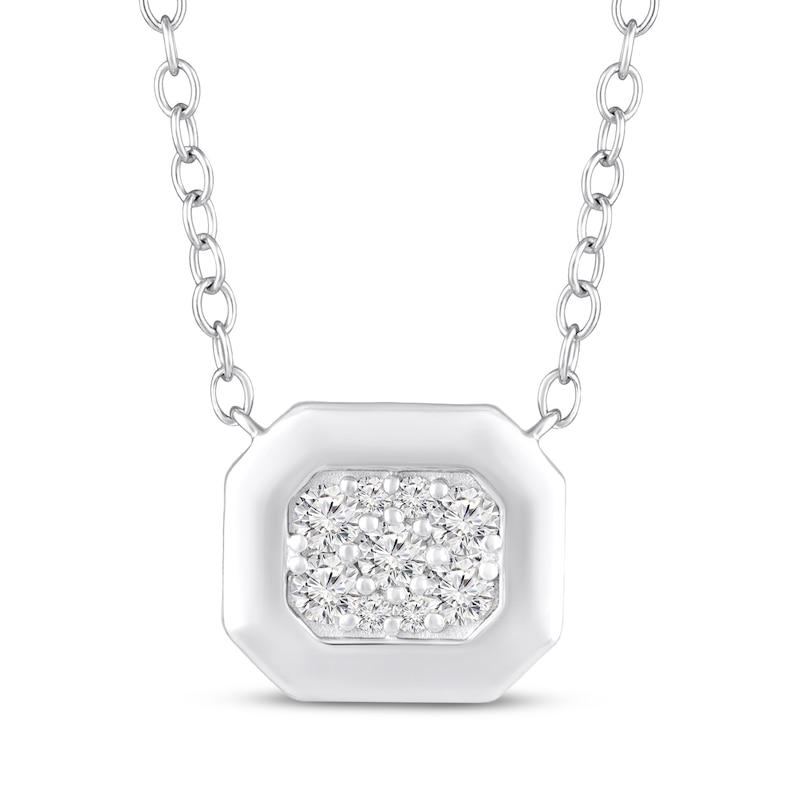Main Image 1 of STUDIO BY KAY Multi-Diamond Octagon Frame Necklace 1/6 ct tw Sterling Silver 18"