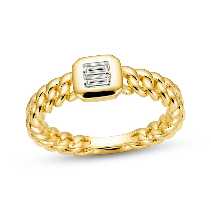 Main Image 1 of STUDIO BY KAY Baguette-Cut Multi-Diamond Chain Link Ring 1/10 ct tw 24K Yellow Gold Vermeil Sterling Silver