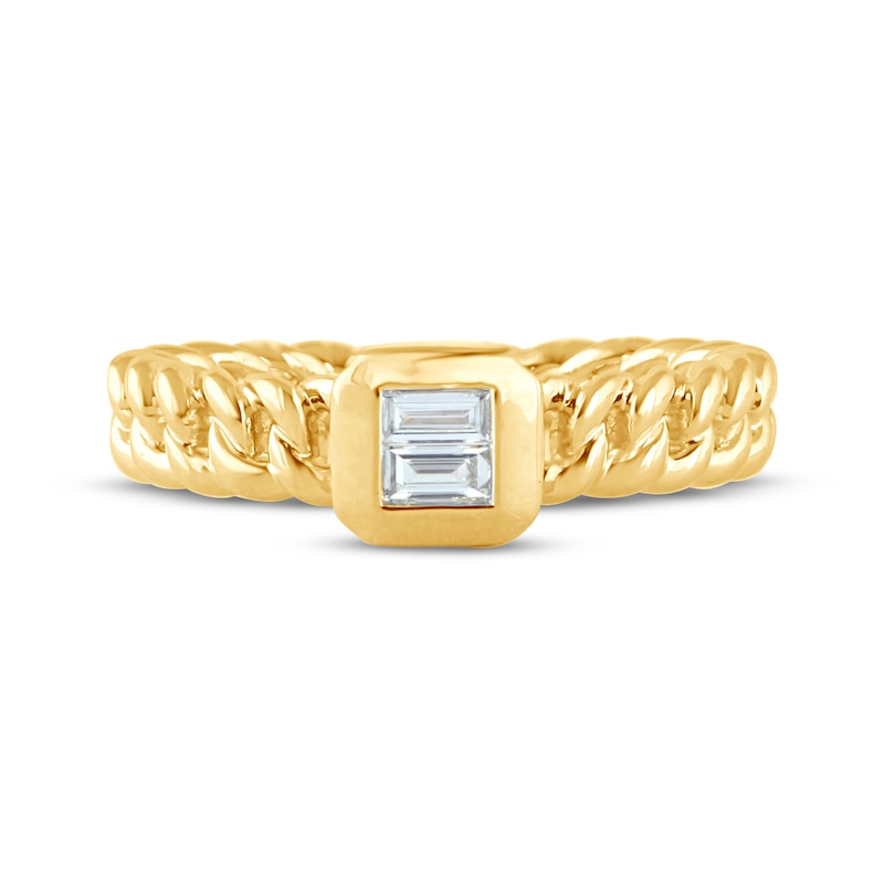 Main Image 3 of STUDIO BY KAY Baguette-Cut Multi-Diamond Chain Link Ring 1/10 ct tw 24K Yellow Gold Vermeil Sterling Silver