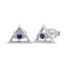 Thumbnail Image 1 of Blue Sapphire & Diamond Accent Eye of Providence Stud Earrings 1/20 ct tw Sterling Silver