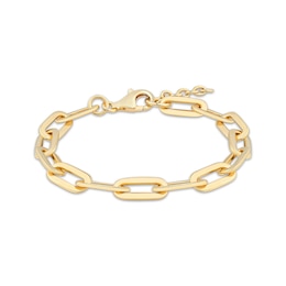 STUDIO BY KAY 8mm Paperclip Chain Bracelet 24K Yellow Gold Vermeil Solid Sterling Silver 7.5"