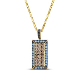 Le Vian Men's Diamond & Blue Sapphire Necklace 1-3/8 ct tw 14K Honey Gold 22"