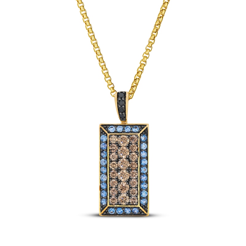 Main Image 1 of Le Vian Men's Diamond & Blue Sapphire Necklace 1-3/8 ct tw 14K Honey Gold 22"