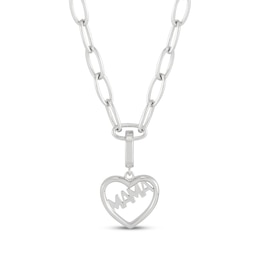 Charmed Memories "Mama" Heart Charm Paperclip Necklace Sterling Silver 18"