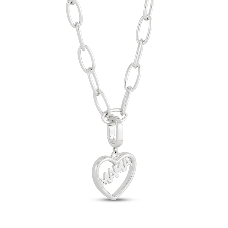 Main Image 2 of Charmed Memories "Mama" Heart Charm Paperclip Necklace Sterling Silver 18"