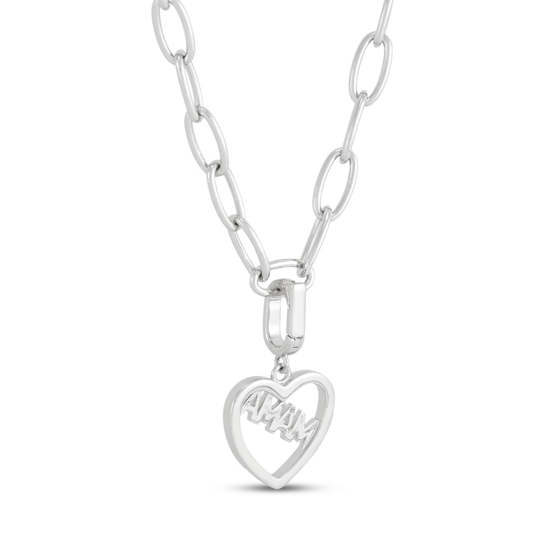 Main Image 3 of Charmed Memories "Mama" Heart Charm Paperclip Necklace Sterling Silver 18"