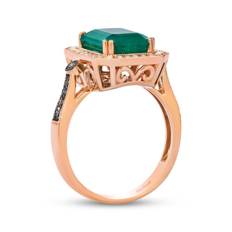 Main Image 2 of Le Vian Emerald-Cut Emerald Ring 3/8 ct tw Diamonds 14K Strawberry Gold