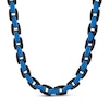 Thumbnail Image 2 of 6mm Rounded H-Link Chain Necklace & Bracelet Set Black & Blue Ion-Plated Stainless Steel